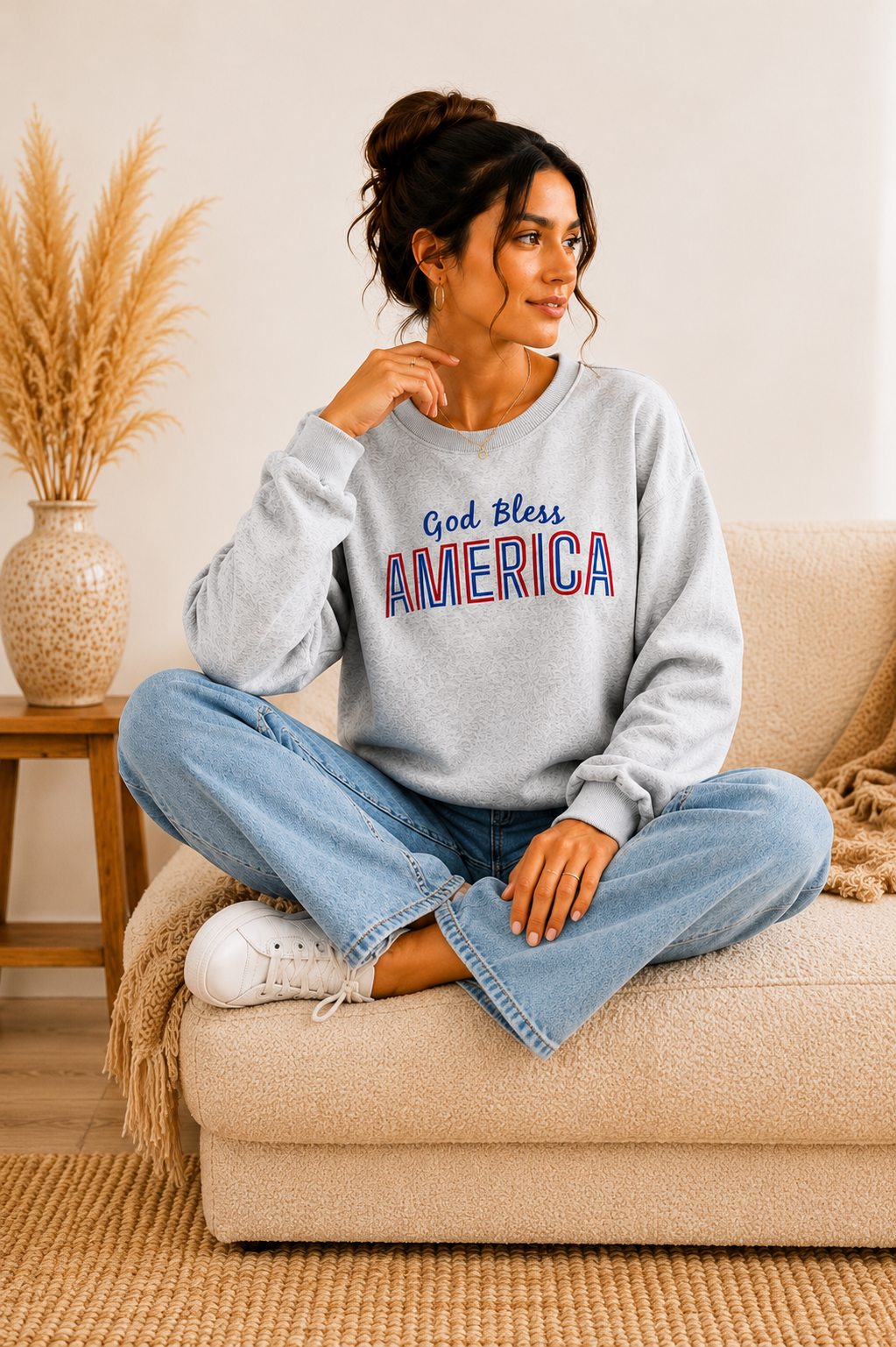 God Bless America 🇺🇸 Embroidered Sweatshirt