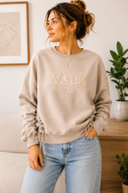 The Walk By Faith™ Embroidered Side Tie Sweatshirt | Champagne