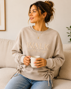 The Walk By Faith™ Embroidered Side Tie Sweatshirt | Champagne