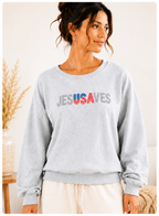 JESUS SAVES 🇺🇸 Embroidered Sweatshirt