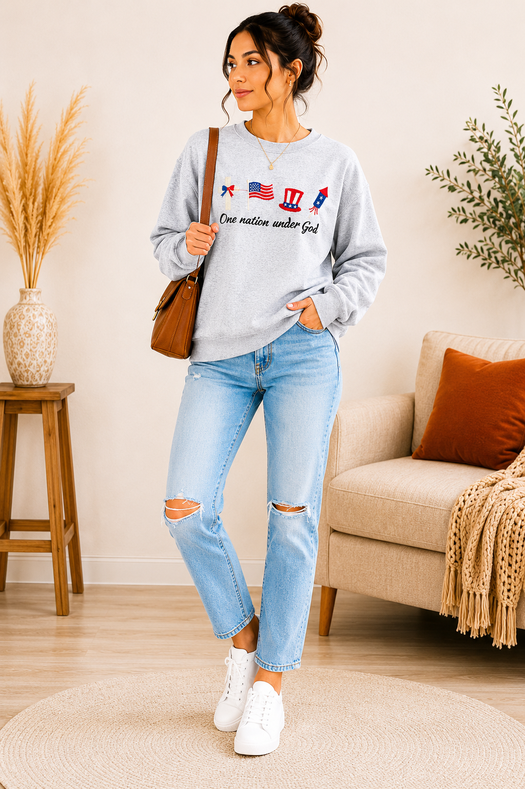 One Nation Under God 🇺🇸✝️ Embroidered Sweatshirt