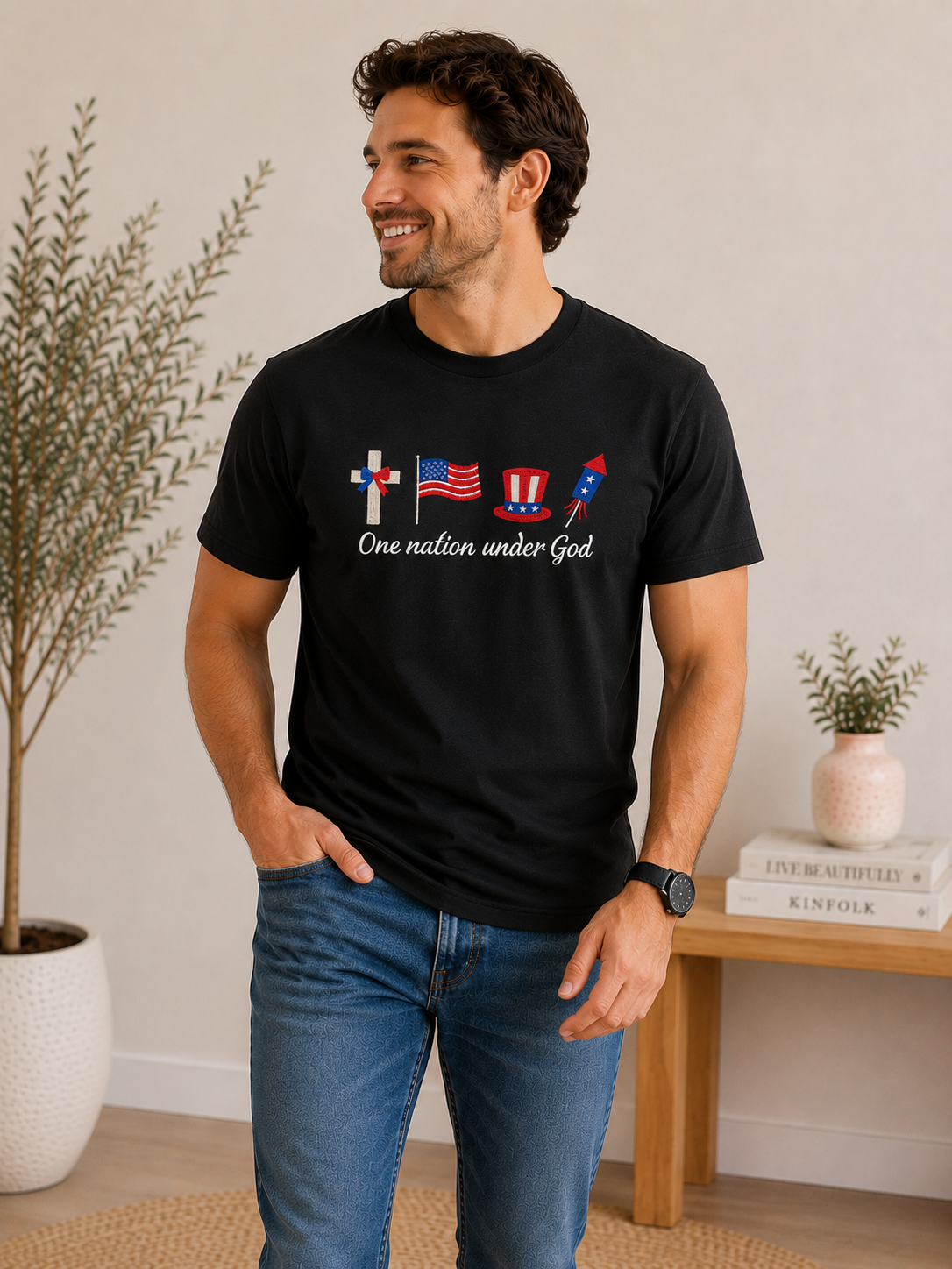 One Nation Under God 🇺🇸 Patriotic Christian T-Shirt | Faith & Freedom USA Graphic Tee